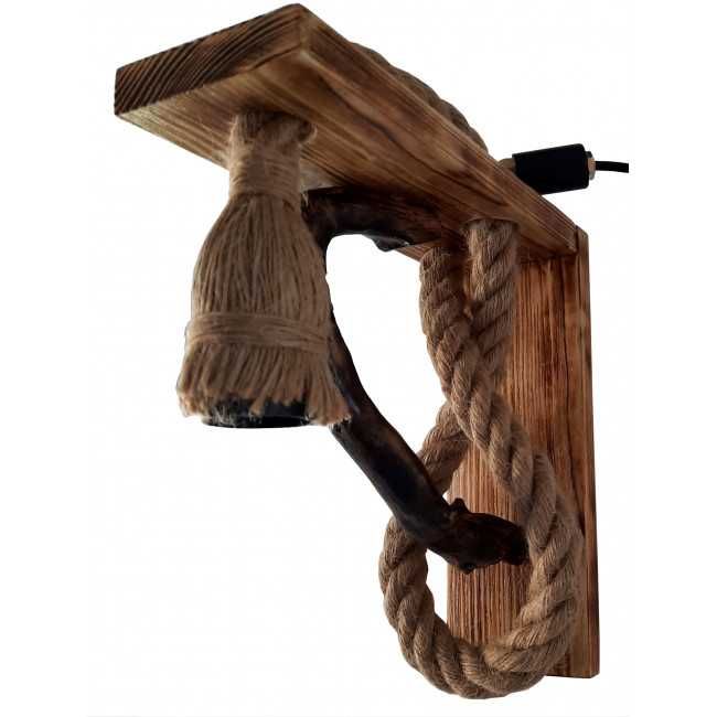 Aplica rustica - din lemn masiv si franghie de iuta, realizata manual