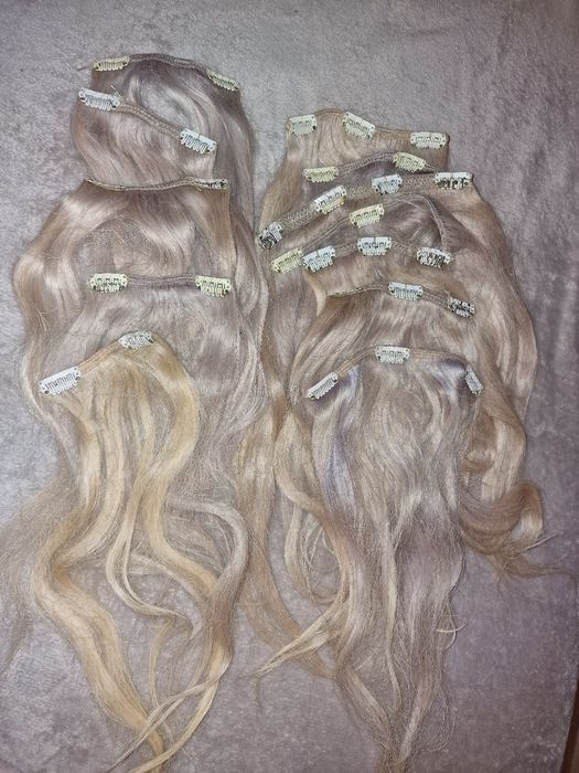 Extensii par natural blond platinat 45cm