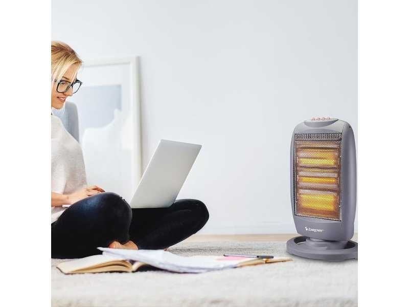 Халогенна Печка за Отопление Beper P203PAN010, 1200 W, Сива
