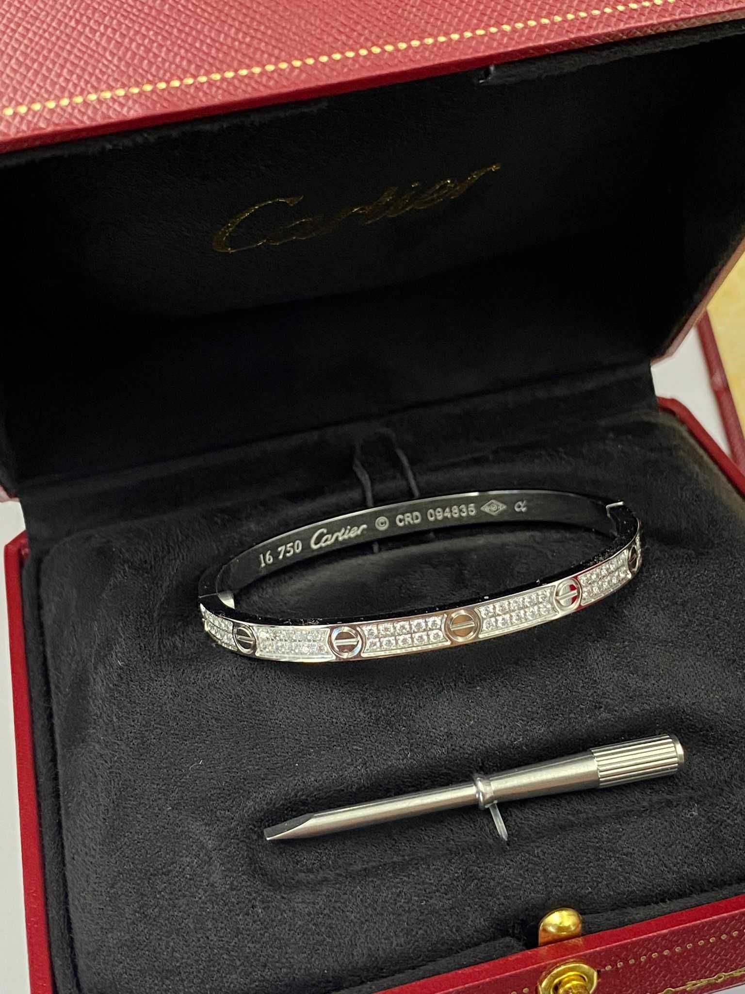 Brățară Cartier LOVE 16 White Gold 750 Slim cu Diamante