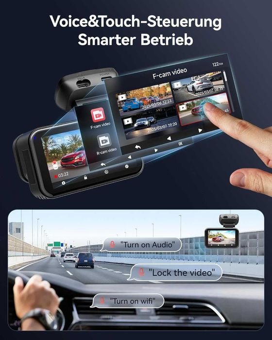 REDTIGER VC70 Dashcam, двуканална камера 4K предно и 2.5K задно видео