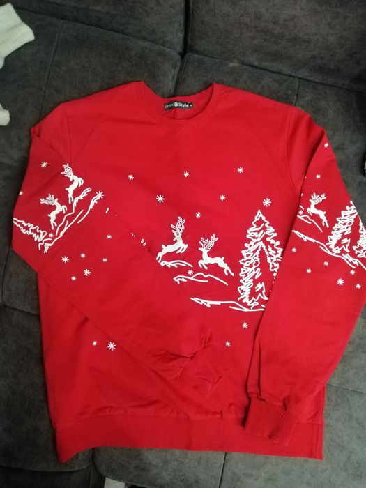 Свитшот красивого красного цвета с принтом.