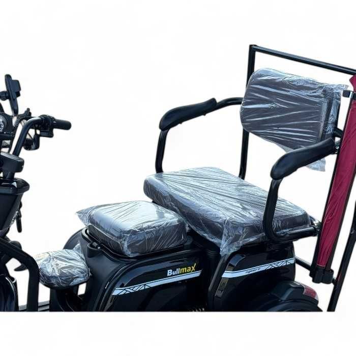 Триместна електрическа триколка С2+ С Покрив, 1500W, 5 батерии