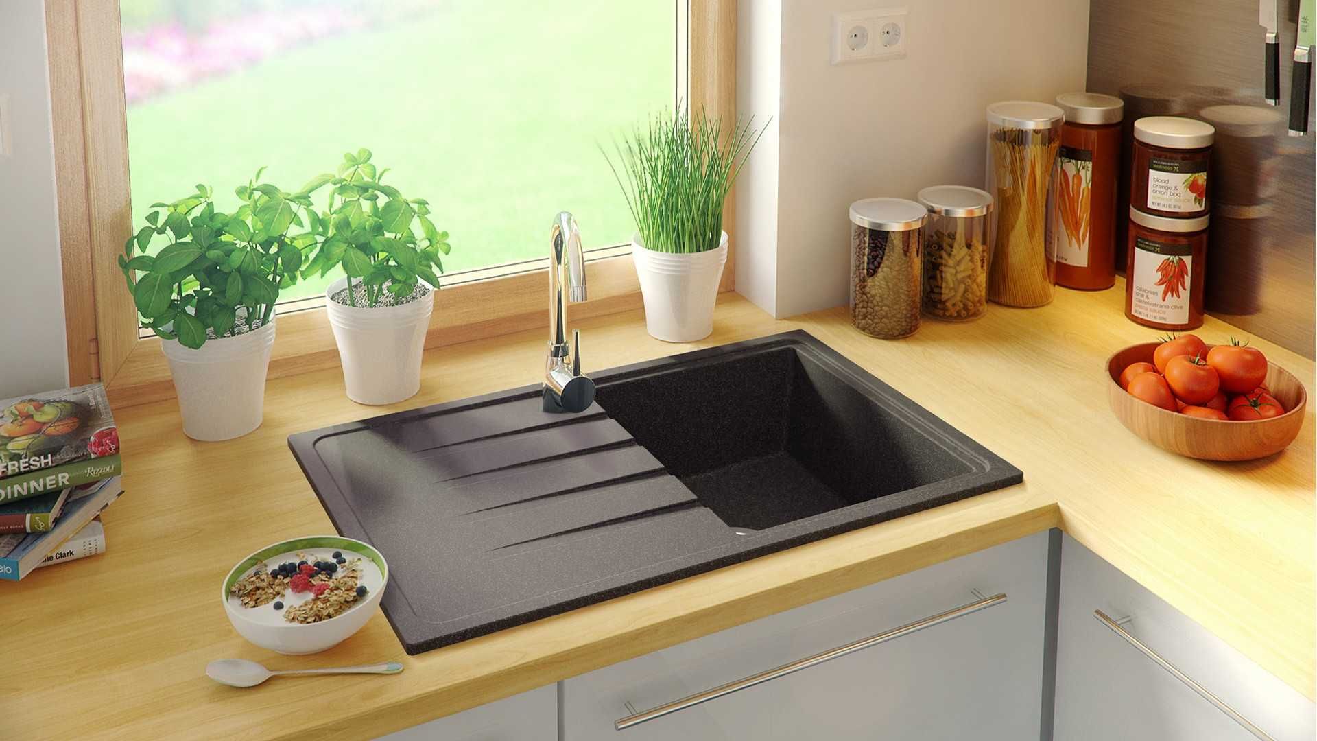 Кухненска мивка от Гранит модел Милано 780 x 500 mm - Графит