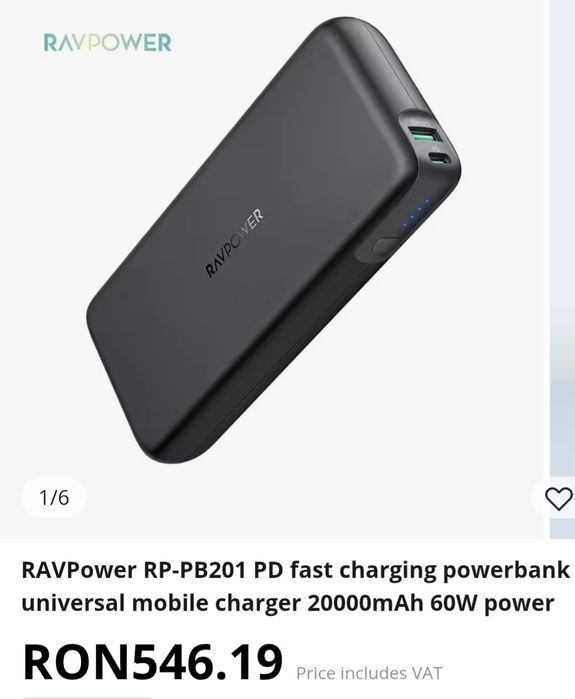 Baterie externa 60W 20.000mAh