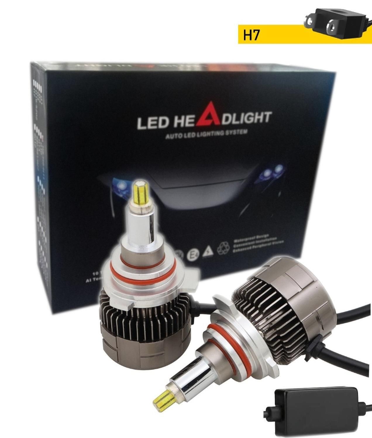 Комплект 3d csp led лед диодни крушки h7 х7 12v 100w 20000lm за фарове