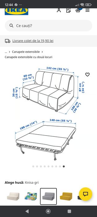 Canapea extensibila de 2 locuri