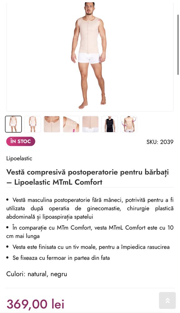 Vestă compresivă postoperatorie pentru bărbați – Lipoelastic