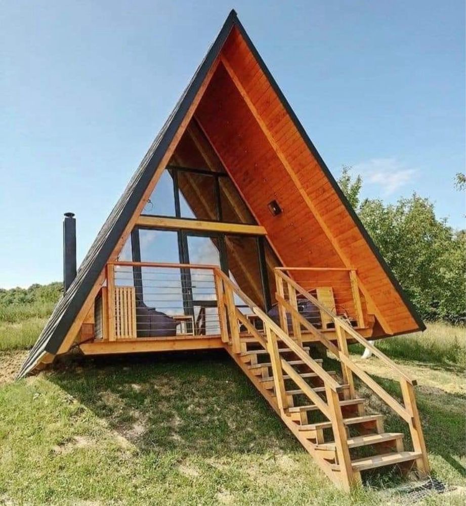 Producator casute si cabane din lemn tip casa sau Aframe