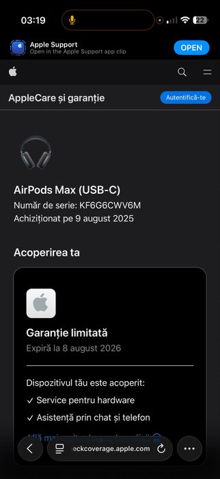 Apple AirPods Max Midnight – noi, sigilate, cu factură
