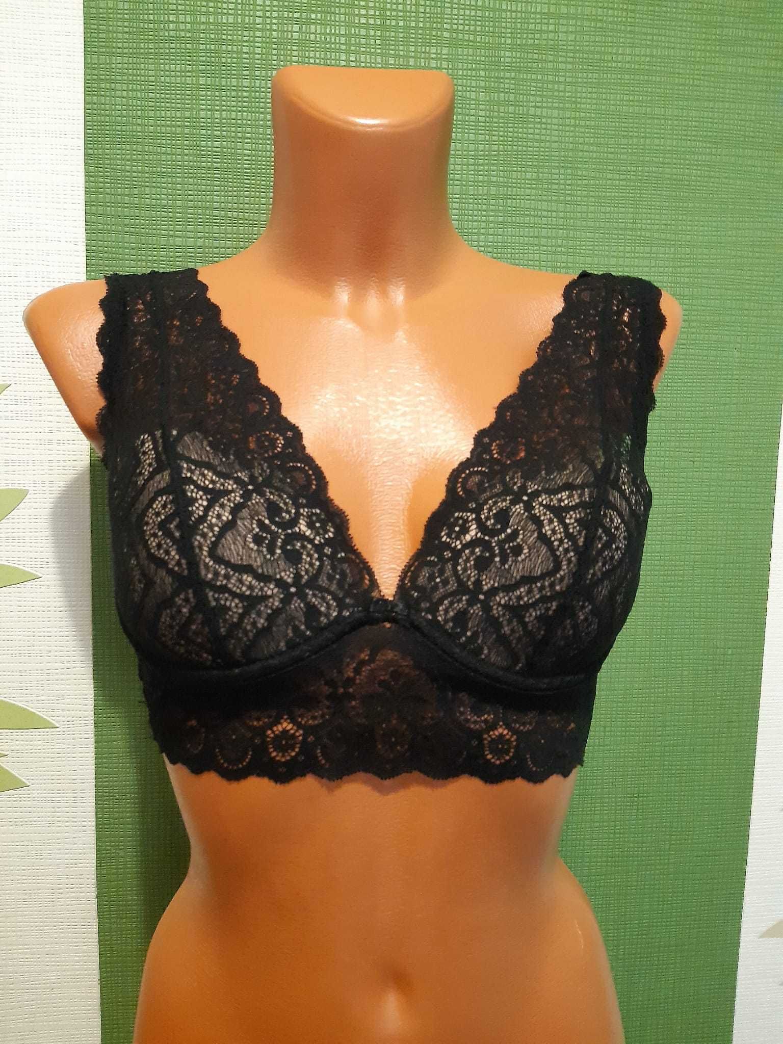 Sutien de culoare negru cu întărituri,dantela elastică75C, Intimissimi