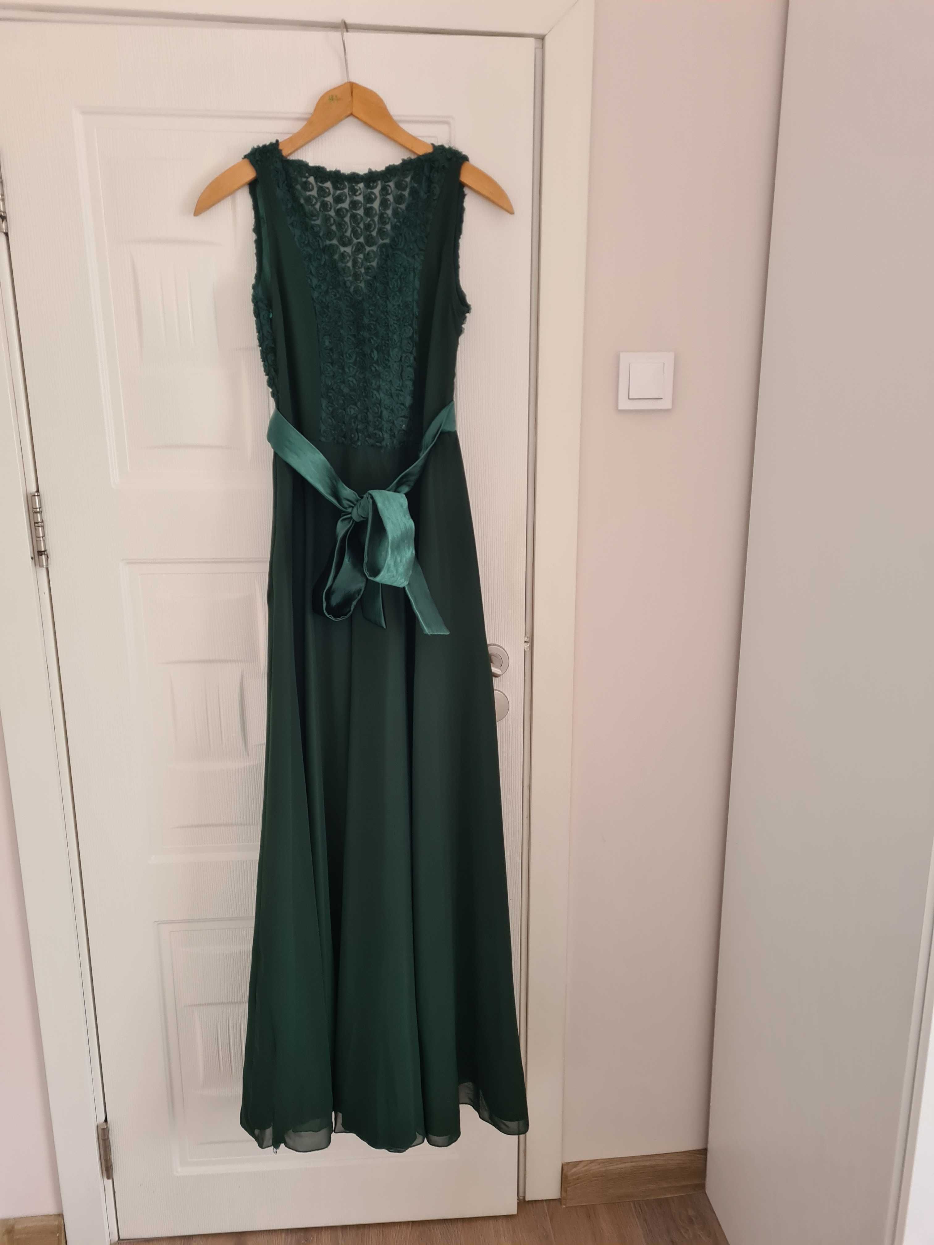 Официална рокля маслено зелена
