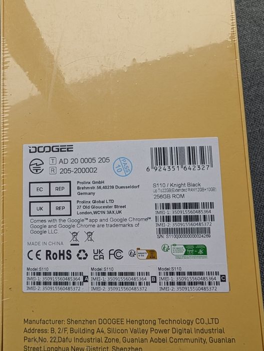 SIGILAT - Telefon Rezistent Doogee S110 - 256GB+12GB - Negru