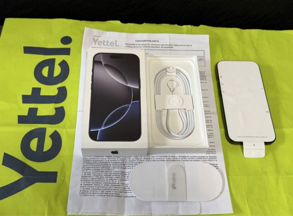 НЕАКТИВИРАН 256GB iPhone 16 Pro Yettel Гаранция 2028г. Black Titanium
