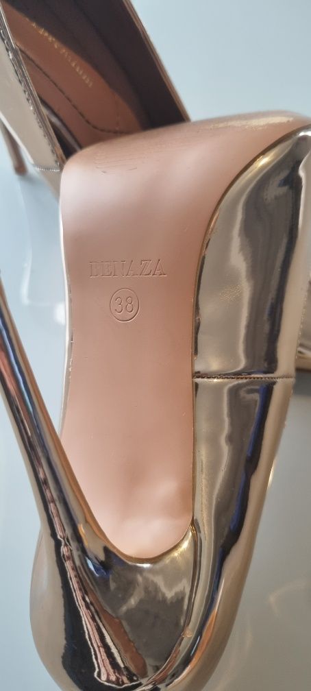 Pantofi de lac aurii cu toc de 10cm Benaza premium