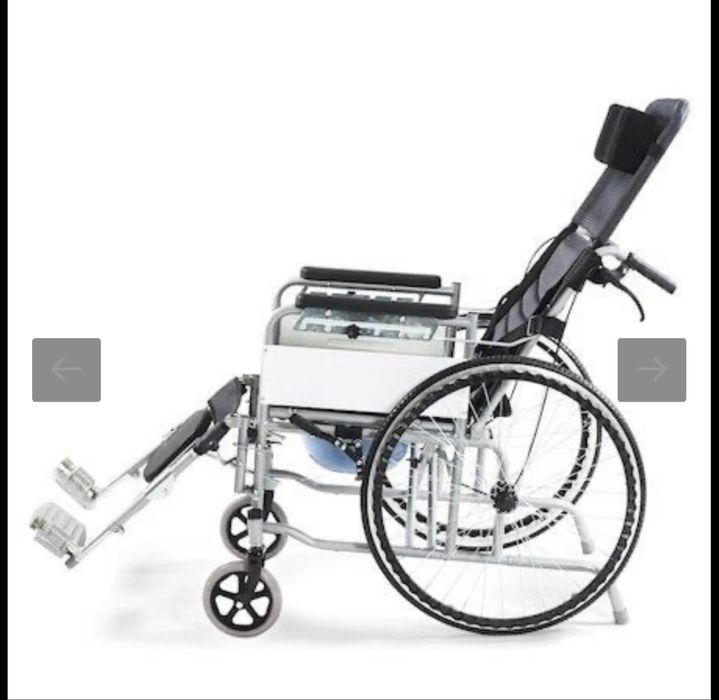 Scaun cu rotile multipozabil cu vas de toaleta detasabil