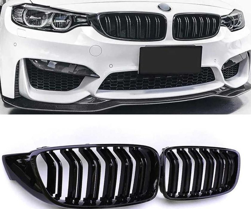 Set grile duble nări bară radiator sport M BMW seria 3 F30 F31 F35