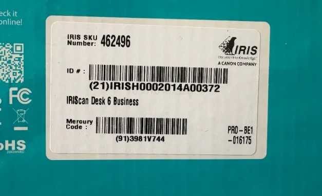 Преносим скенер IRIS Desk 6 Business, Iriscan