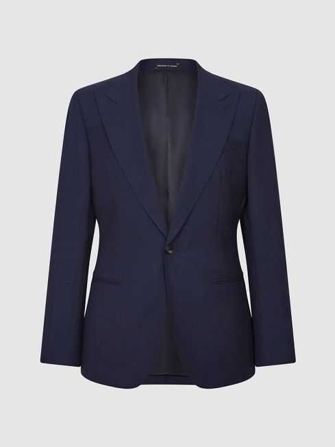 Sacou slim de lux Reiss 50 L lana virgina super 110s albastru