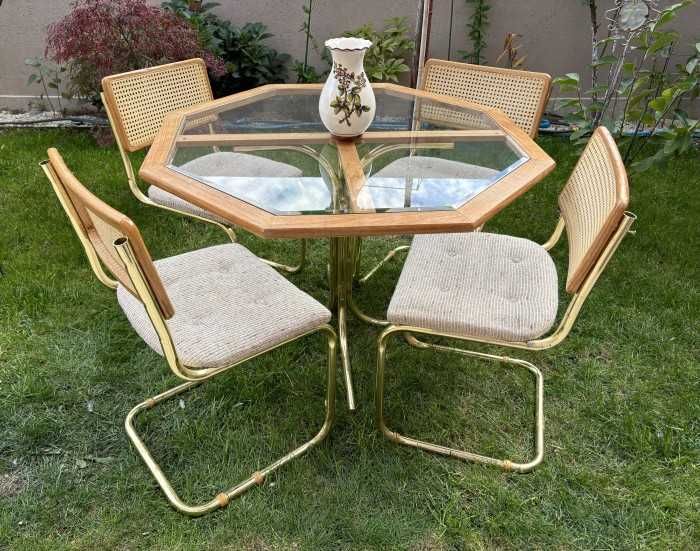 Elegant set masa retro-4 scaune-masa octogonala-stil M.Breuer-Franta