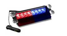 Stroboscop poliție 6 moduri rosu albastru, 12V, prindere cu ventuze