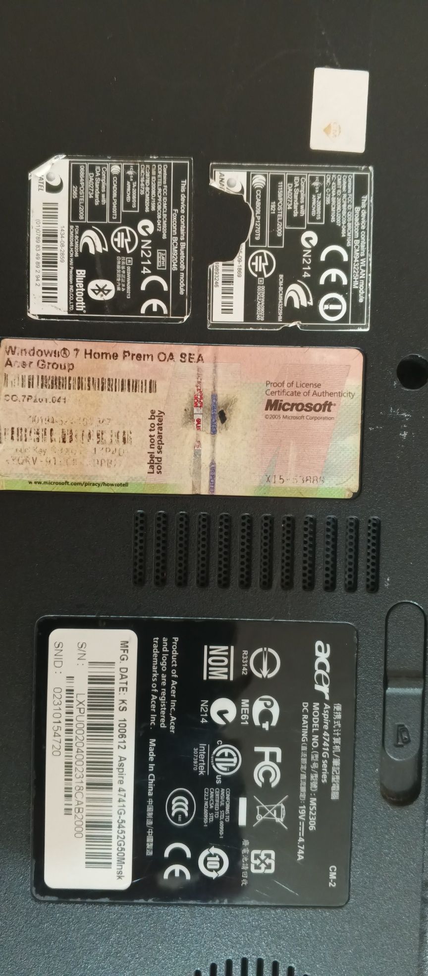 Noutbuk aser aspire .intel core i5 .ozu 4gb sotiladi