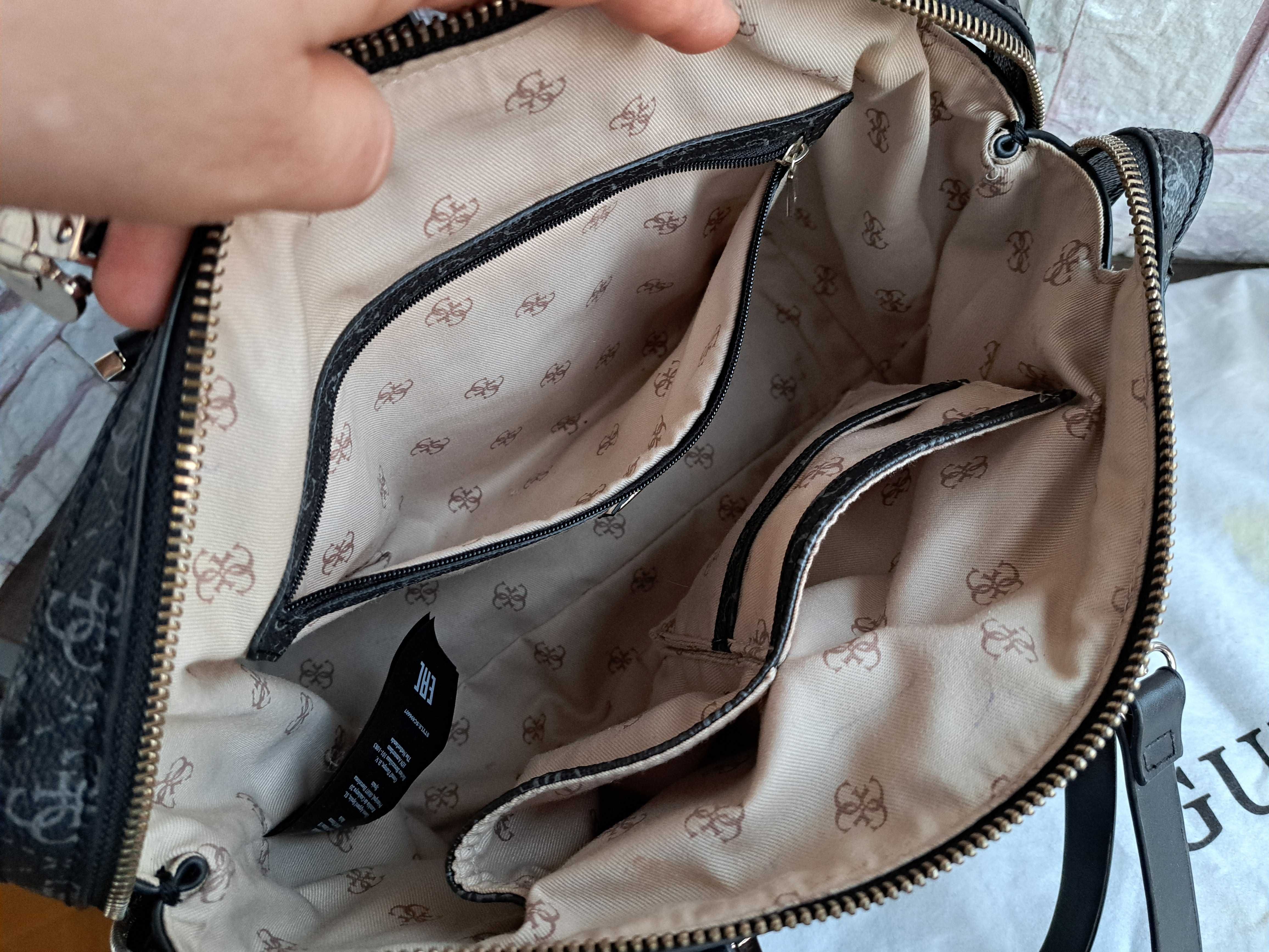 дамска чанта GUESS,черна с две дръжки,гес