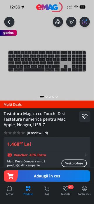 Tastatura Apple Magic cu Touch ID + numeric pad, neagra, wireless