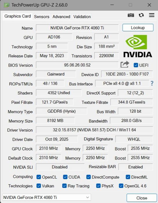 Продам видеокарту Nvidia 4060TI