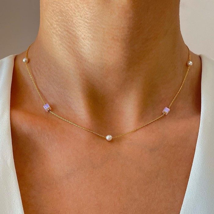 Дамско Нежно Колие с Перли и Кристали Сваровски/Swarovski