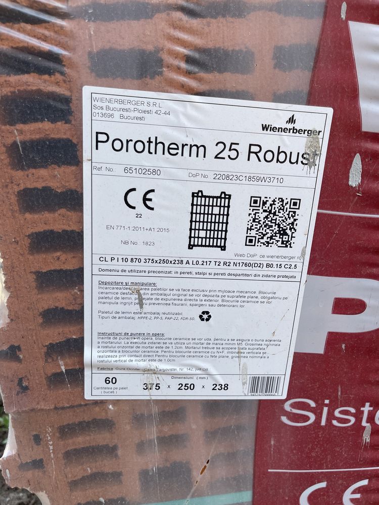 Caramida porotherm de 25 robust