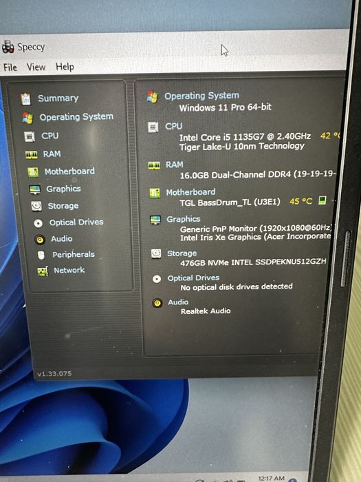 Laptop Acer 15” P2 – i5 11thGen / 16GB / SSD 500Gb/ FullHD/ USB C/slim