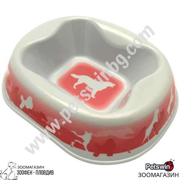 Купа за Куче/Коте - 400ml - Melamine Bowl-Pet Interest-Бял/Червен цвят