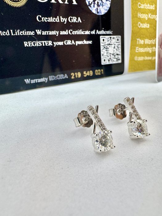 Сребърни обеци с мойсанит (Диамант) 0.5 карата