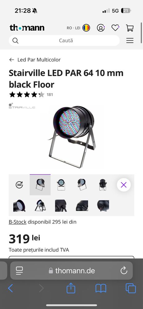 Pereche Stairville Led Par 64 DMX 10mm Black Floor