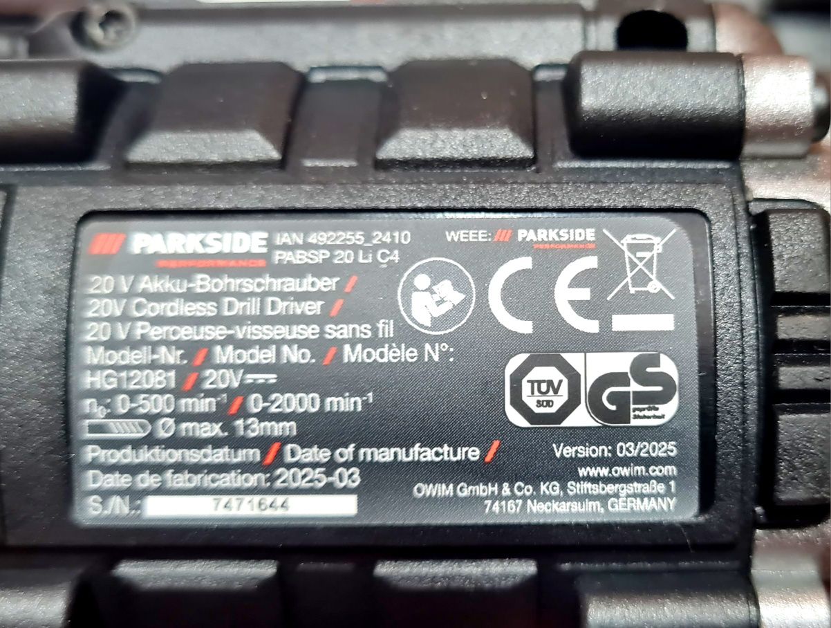 Parkside Performance Винтоверт  PPBSSA 12 A1 80Nm, PABSP 20-LI C4 60Nm