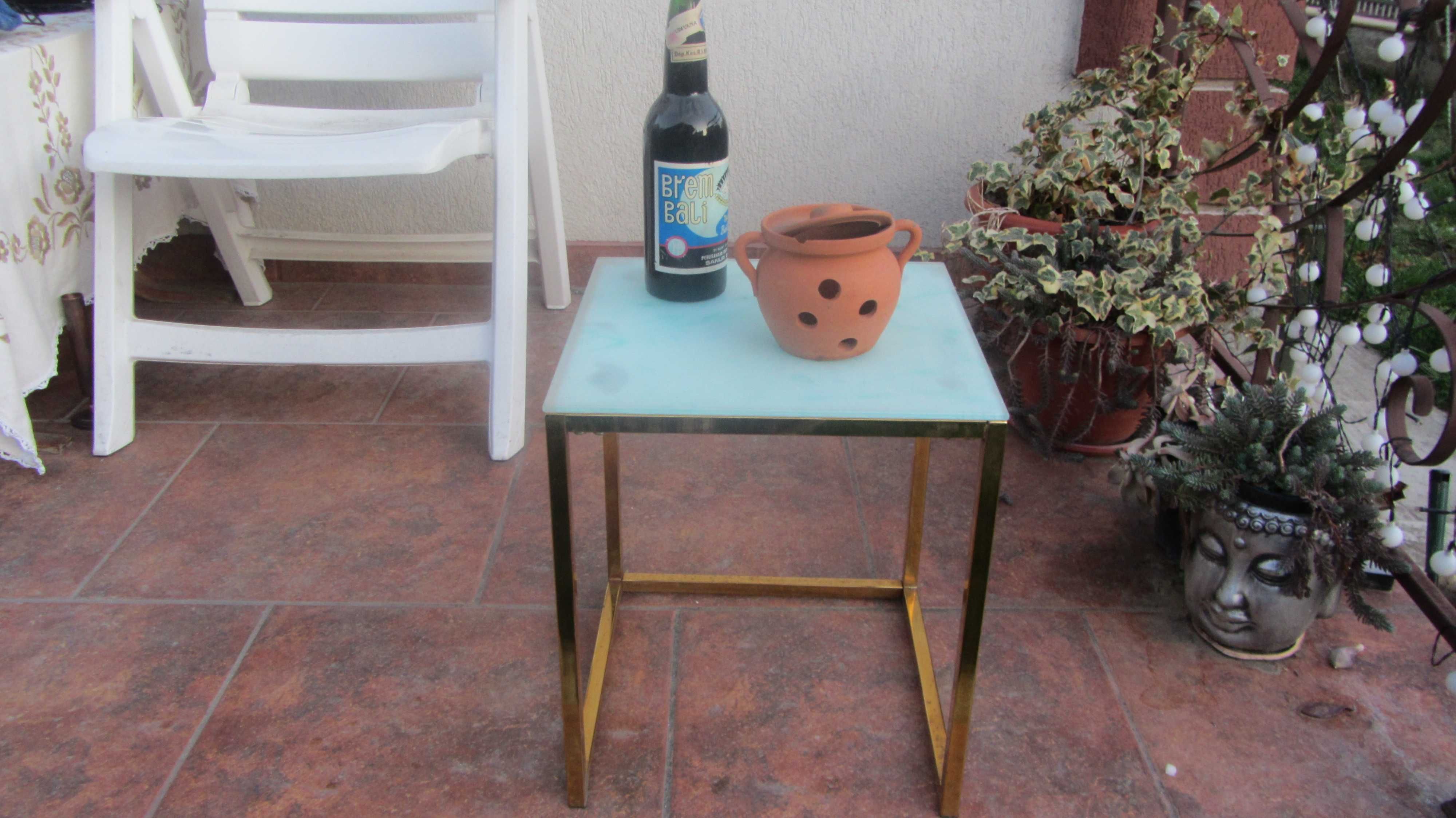 Masuta cafea alama si sticla vintage