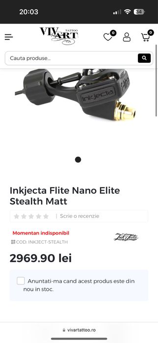 Aparat de tatuat - Inkjecta Flite Nano Elite Stealth Matt