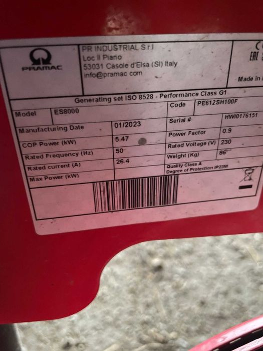 Generator PRAMAC 6,5KW Profesional