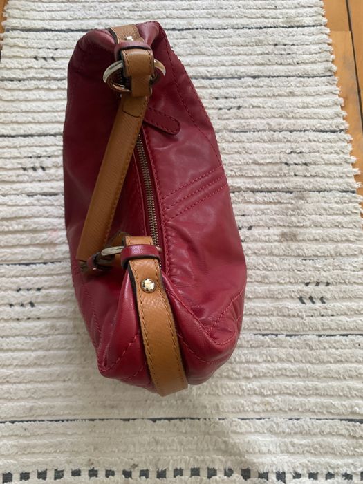 Кожена червена дамска чанта