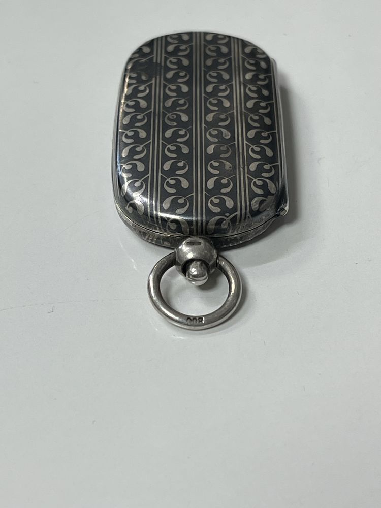 Античен държач за монети от сребро Niello (около 1900 г.