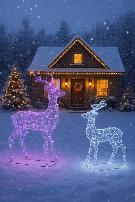 новогодние металлические LED-фигуры для дома и витрин