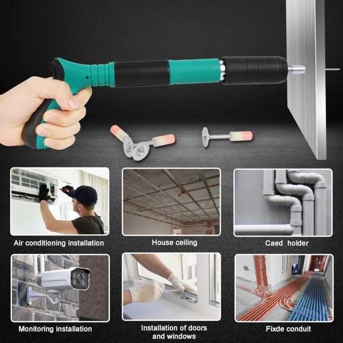 Pistol de cuie, 100 de cuie pentru lemn, beton si metal