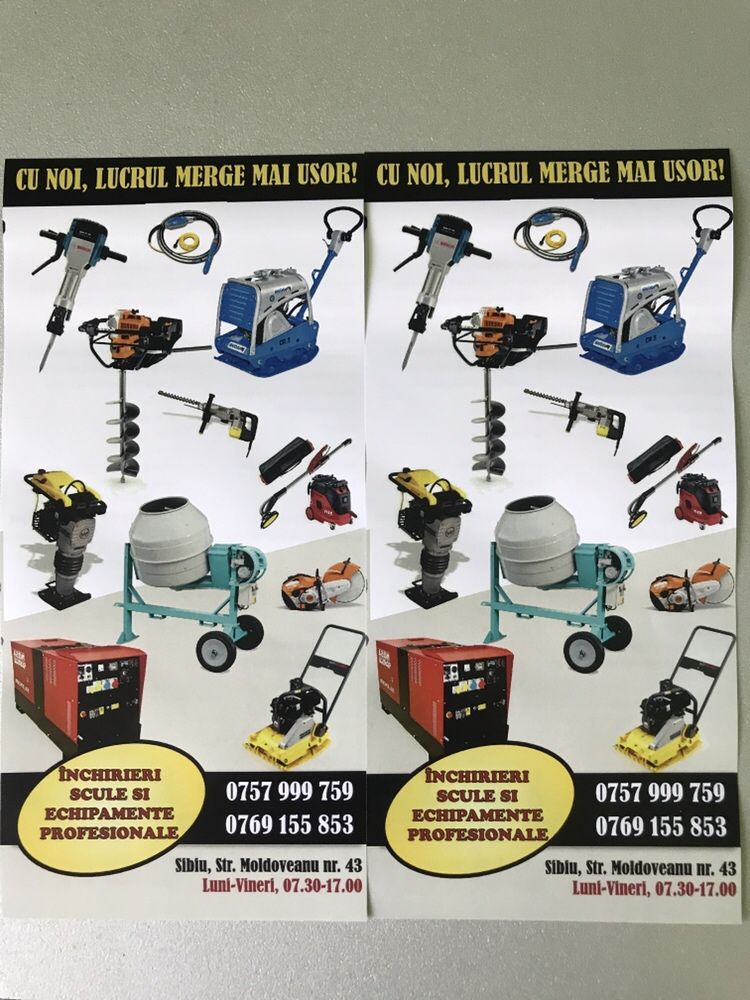 Închiriez vibrator beton,betoniera,picamer placa-mai compactor