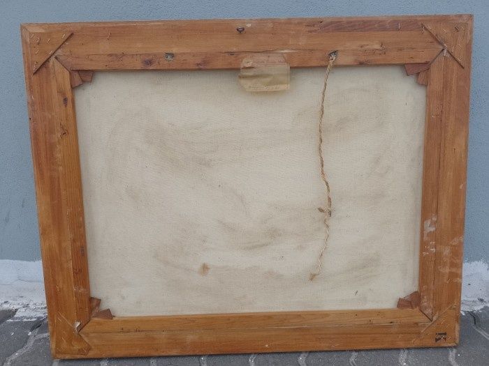 Ulei pe pânză o lucrare veche semnată interior încadrat într-o ramă di