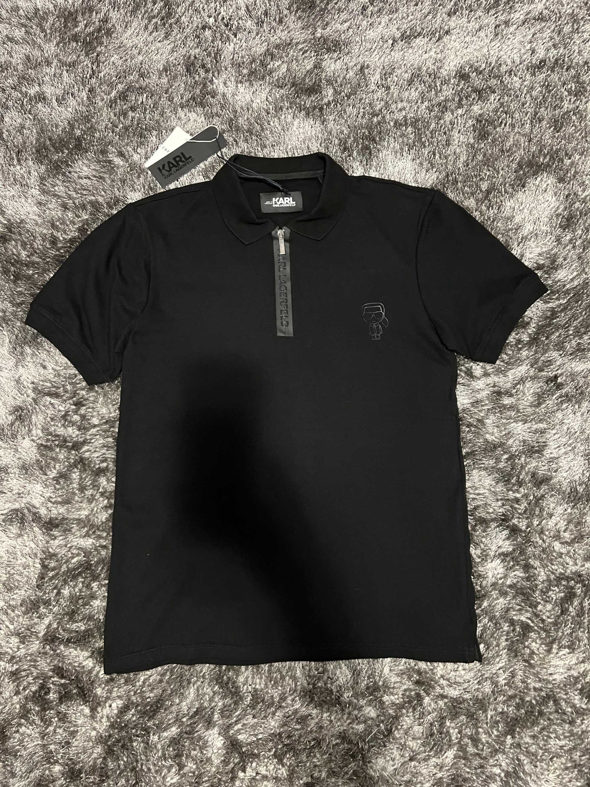 Tricou Cu Guler Karl Lagerfeld Barbati Negru Full!