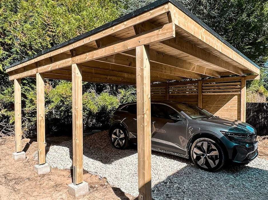 Carport, pergola/acoperis pentru masina din lemn stratificat si masiv