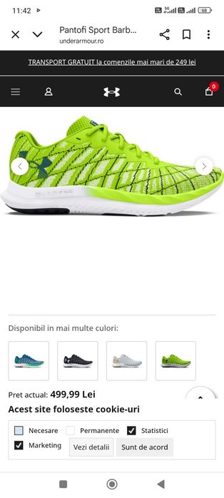 Adidași Under Armour Charged Breeze 2 mărimea 42 jumate