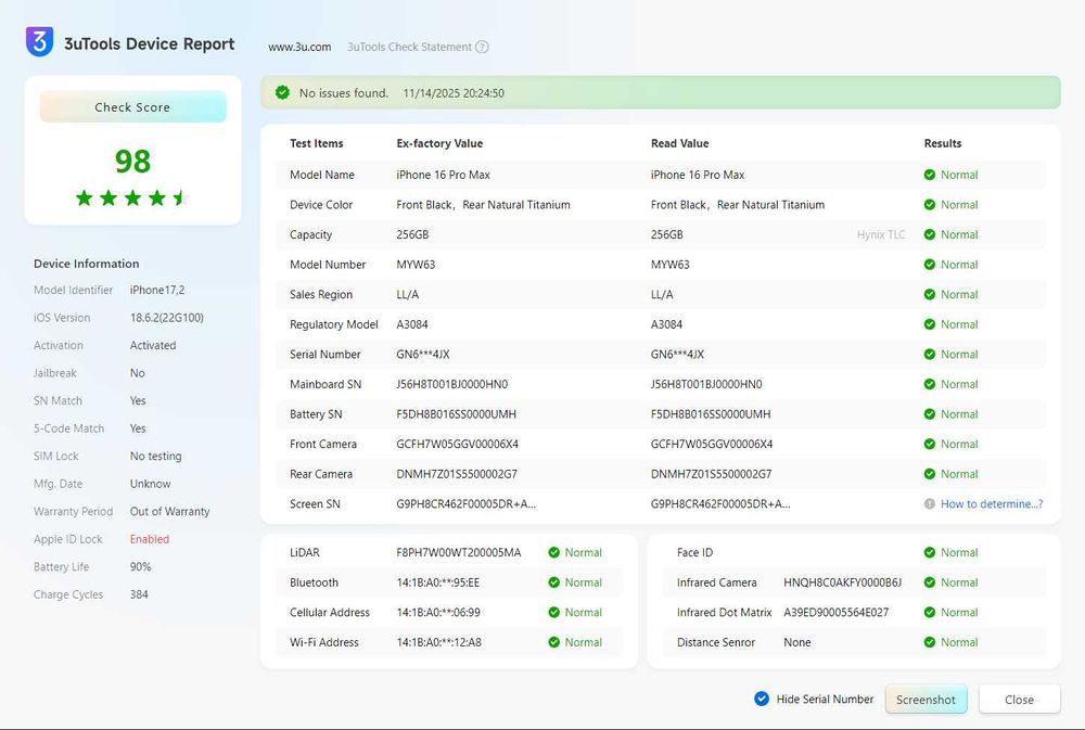 iPhone 16 Pro Max 256GB Natural Titanium eSIM Only