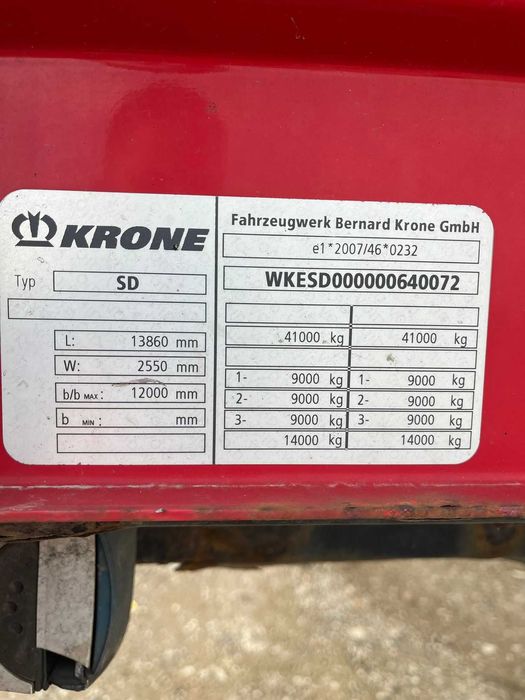 Semiremorcă platformă Krone SD An 2014 , Sistem BDF si obloane detasab